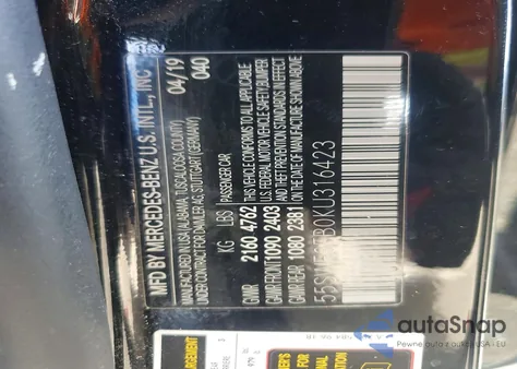 2019 Mercedes-Benz C 300 4Matic from USA, damaged, VIN 55SWF8EB0KU316423